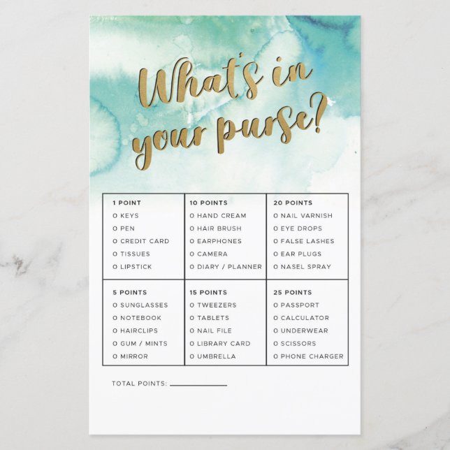 Bruidsfeest Spelletjes Wat Zit Er In Je Tas Goud (Voorkant)