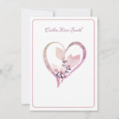 Bruidsfeest, stoffig roze omlijning kaart (Achterkant)