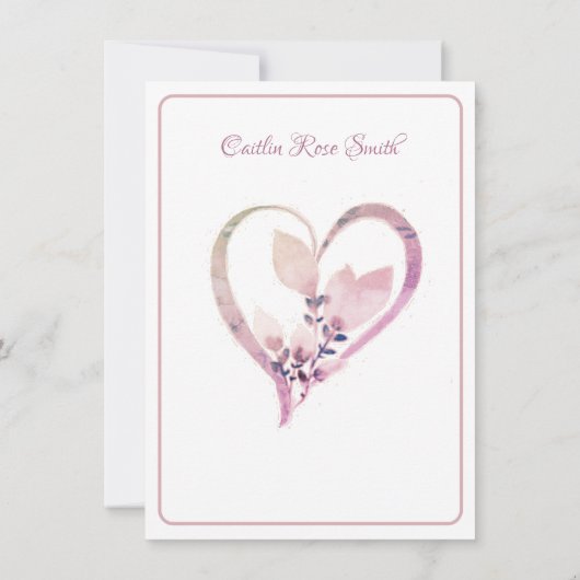 Bruidsfeest, stoffig roze omlijning kaart (Achterkant)