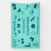 Bruidsfeest Strand Kust Doodle Kunst Spandoek (Verticaal)