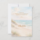 Bruidsfeest strand kust zomer bedankkaart (Achterkant)