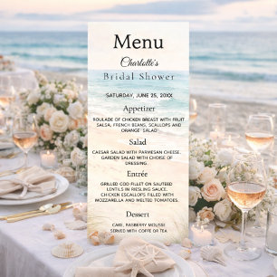 Bruidsfeest strandfeest menu kaart