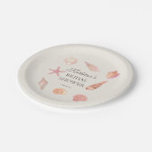 Bruidsfeest Strandfeest Roze Schelpen Papieren Bordje (Gekanteld)