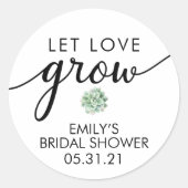 Bruidsfeest Succulente Favor Ronde Sticker (Voorkant)