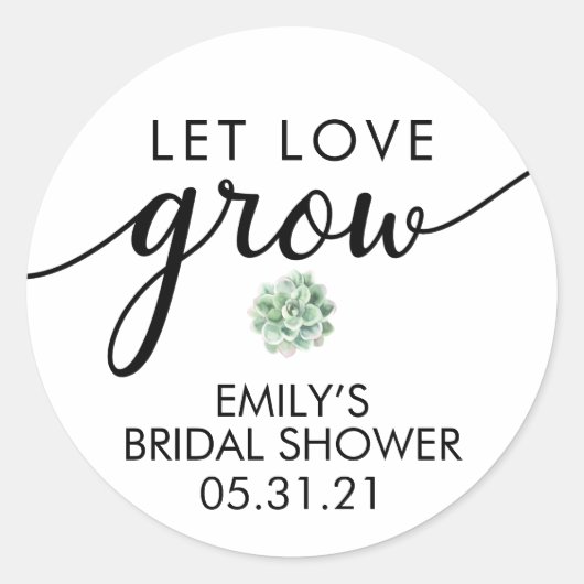 Bruidsfeest Succulenten Favor Ronde Sticker (Voorkant)