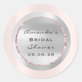 Bruidsfeest Sweet 16 Roze Glitter Grijs Ronde Sticker