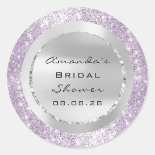 Bruidsfeest Sweet 16de Paarse Glitter Grijs Ronde Sticker
