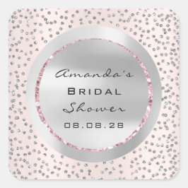 Bruidsfeest Sweet 16e Roos Glitters Grijs Confetti Vierkante Sticker