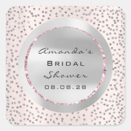 Bruidsfeest Sweet 16e Roos Glitters Grijs Confetti Vierkante Sticker