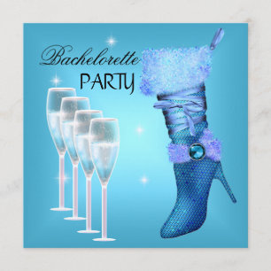 Bruidsfeest Teal Blauwe Laars Champagne Kaart