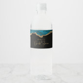 Bruidsfeest Teal Goud Agate Waterfles Etiket (Voorkant)