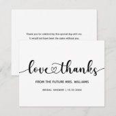 Bruidsfeest Toekomstige Mevrouw Chic Stijlvol Tren Bedankkaart (Voorkant / Achterkant)