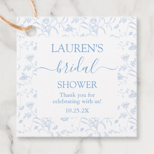 Bruidsfeest Toile Floral Bedankjes Labels (Voorkant)