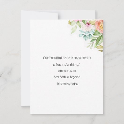 Bruidsfeest Tuinfeest Uitnodiging (Achterkant)