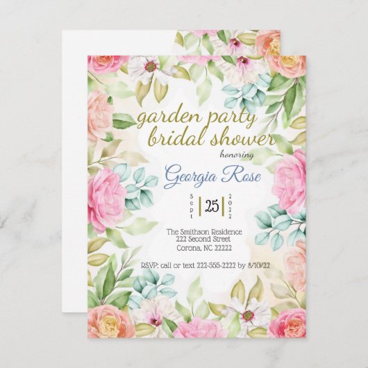 Bruidsfeest Tuinfeest Uitnodiging (Voorkant / Achterkant)