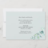 Bruidsfeest uitgesteld Wijzigingsdatum Eucalyptus Kaart (Achterkant)