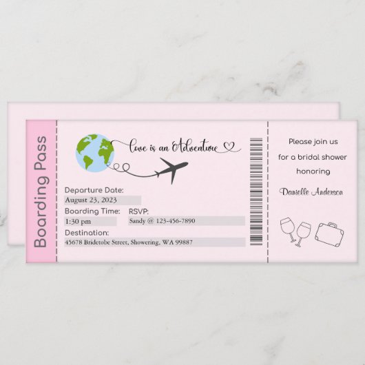 Bruidsfeest uitnodiging, Bruid tot Bruid uitnodigi Kaart (Voorkant / Achterkant)