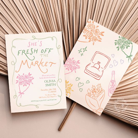 Bruidsfeest uitnodiging 'Fresh off the Market'