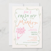 Bruidsfeest uitnodiging 'Fresh off the Market' (Voorkant)
