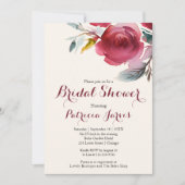 Bruidsfeest uitnodiging Marsala Chic Boho Bloemen (Voorkant)