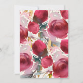 Bruidsfeest uitnodiging Marsala Chic Boho Bloemen (Achterkant)