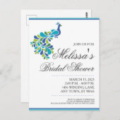 Bruidsfeest uitnodiging met pauw (Voorkant / Achterkant)