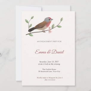 Bruidsfeest uitnodiging met vink zangvogel