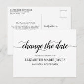 Bruidsfeest verander de datum elegante typografie aankondigingskaart (Voorkant / Achterkant)