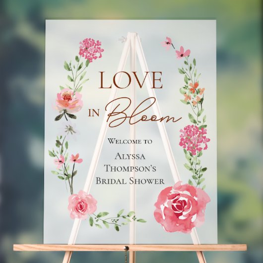Bruidsfeest Verwelkomingsbord 'Love in Bloom Flowe Acryl Bord (Neutraal)