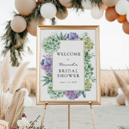 Bruidsfeest verwelkomingsbord met vetplanten poster