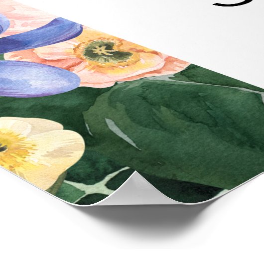 Bruidsfeest verwelkomingsbord met wilde bloemen poster (Hoek)