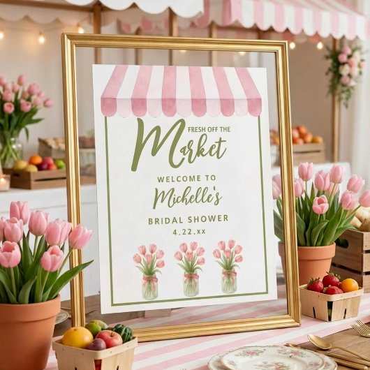 Bruidsfeest Verwelkomingsbord 'Vers van de Markt' Poster
