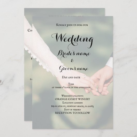 Bruidsfeest viering kaart (Voorkant / Achterkant)