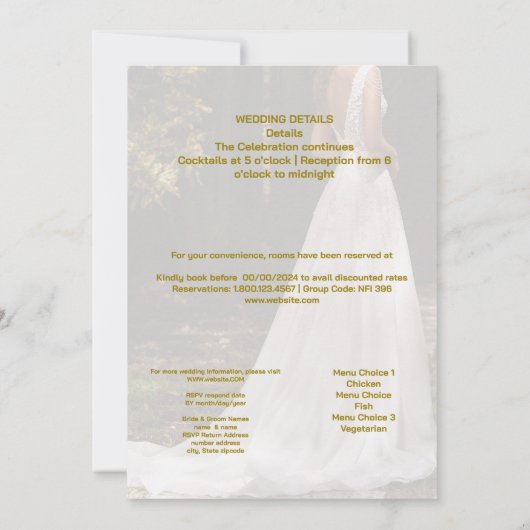 Bruidsfeest viering kaart (Achterkant)