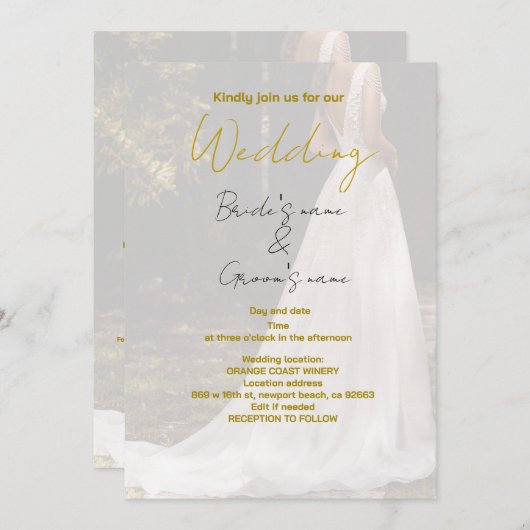 Bruidsfeest viering kaart (Voorkant / Achterkant)