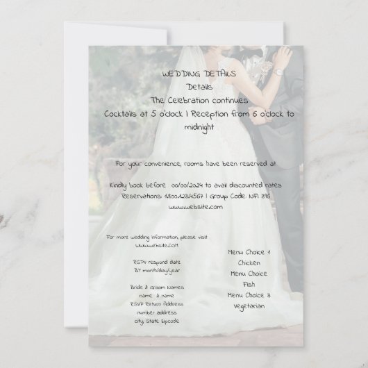 Bruidsfeest viering kaart (Achterkant)