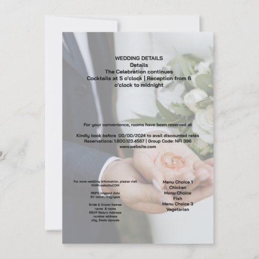 Bruidsfeest viering kaart (Achterkant)