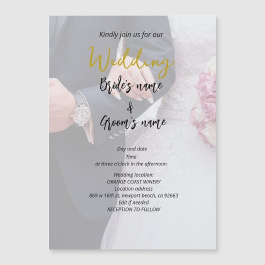 Bruidsfeest viering magnetische uitnodiging (Voorkant)