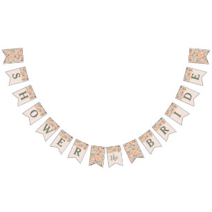 Bruidsfeest vlaggenlijn met bloemen vlaggetjes