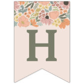 Bruidsfeest vlaggenlijn met bloemen vlaggetjes (Derde vlag)