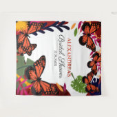 Bruidsfeest Vlinders Bloem Foto Achtergrond Wandkleed (Voorkant (horizontaal))