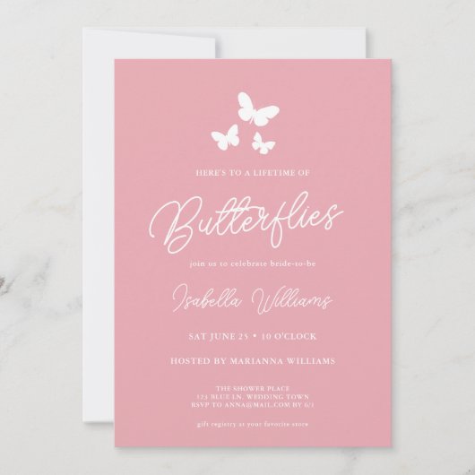 Bruidsfeest Vlinders Lichtroze Lifetime Kaart (Voorkant)