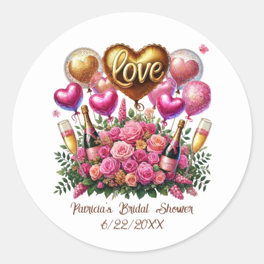 Bruidsfeest voeg naam datum toe  ronde sticker (Voorkant)