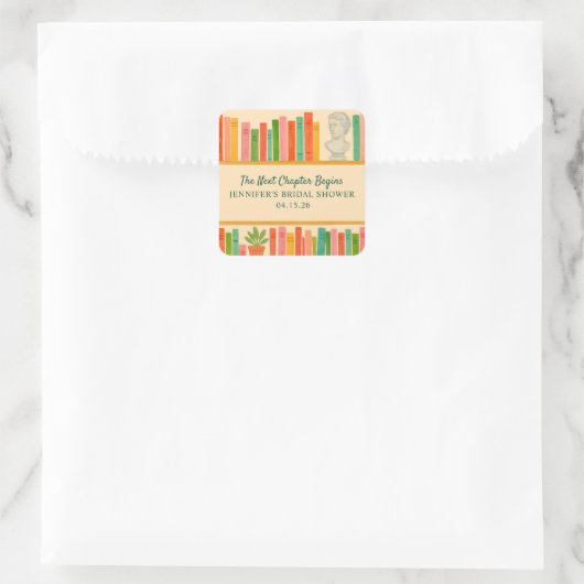 Bruidsfeest voor Boekenliefhebbers | Chic & leuk " Vierkante Sticker (Tas)