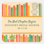 Bruidsfeest voor Boekenliefhebbers | Chic & leuk " Vierkante Sticker (Voorkant)