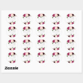 Bruidsfeest Watercolor Bourgondi Roze Bloemen Ronde Sticker (Vel)