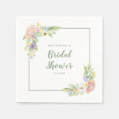 Bruidsfeest Waterverf Bloem Vlinders Papier Servet (Voorkant)