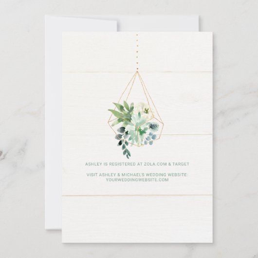 Bruidsfeest Waterverf Succulenten Groene Bladeren Kaart (Achterkant)