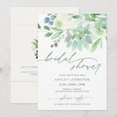 Bruidsfeest Waterverf Succulenten Groene Bladeren Kaart (Voorkant / Achterkant)