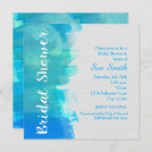 Bruidsfeest Waterverf Tropisch Blauw Uitnodiging (Voorkant / Achterkant)